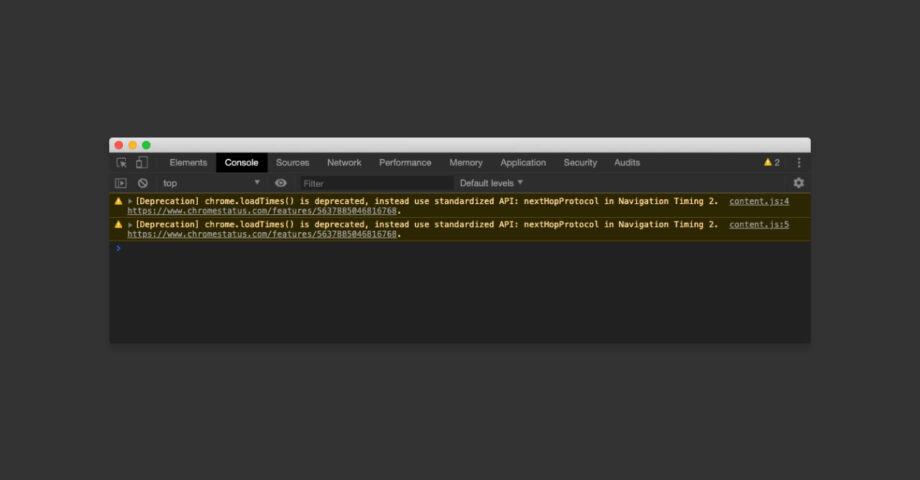 Google Chromeの開発者ツールに出てくる「[Deprecation] chrome.loadTimes() is deprecated」に関して