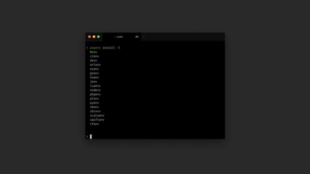 anyenvでMacで使うプログラミング言語のバージョンを管理する