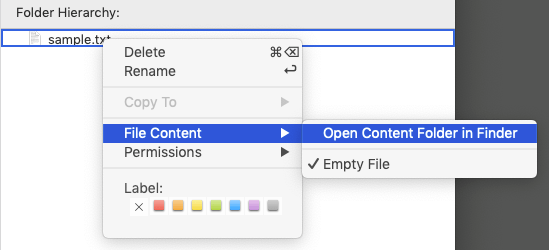 Open Content Folder in Finder