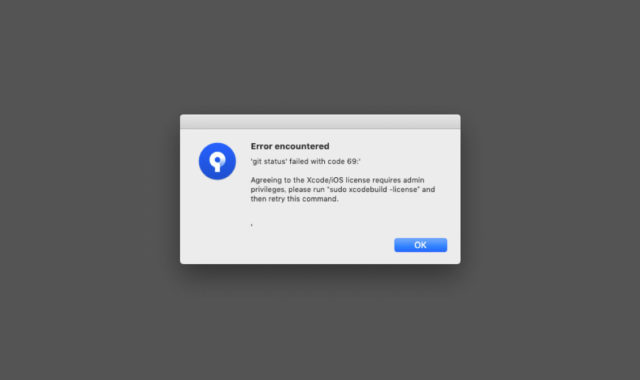 SourceTreeを開くと「'git status' failed with code 69:'」というエラーが出てくる場合の対処方法