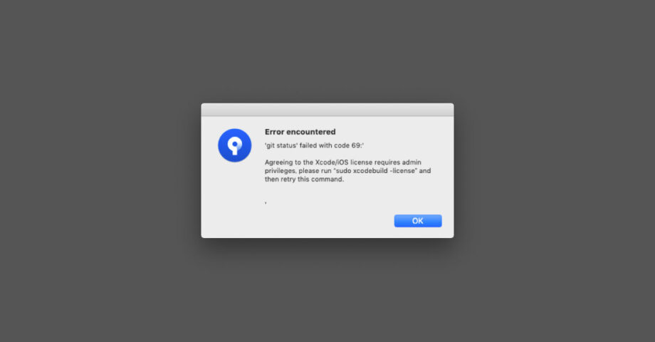 SourceTreeを開くと「'git status' failed with code 69:'」というエラーが出てくる場合の対処方法