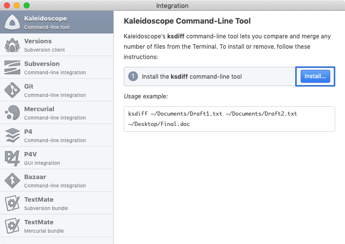 Kaleidoscope Command-Line Toolのインストール
