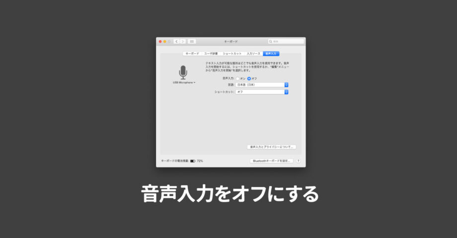 Macでfnキーを2回押すと音声入力が起動するのを無効化する方法