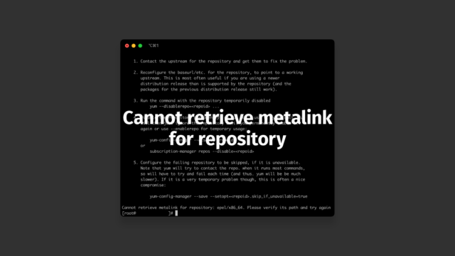 「epel-release」インストール後にyum installで「Cannot retrieve metalink for repository」と表示される場合の対処法