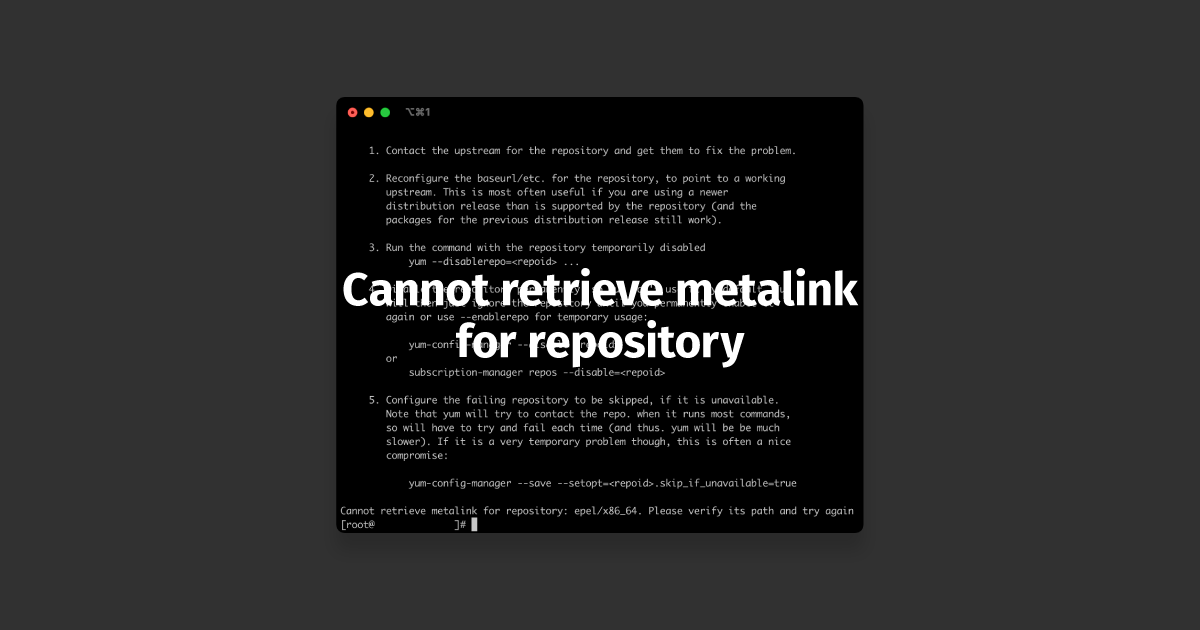 「epel-release」インストール後にyum installで「Cannot retrieve metalink for repository」と表示される場合の対処法