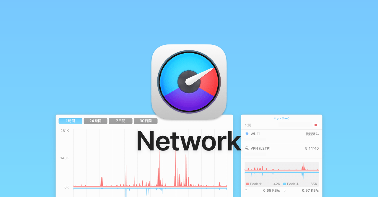 iStat Menusの「ネットワーク」アイコン表示と設定