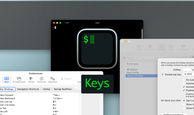 iTerm2でキーボードを使った操作を設定できる環境設定の「Keys」タブ