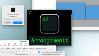 iTerm2でウインドウの位置を保存してすぐに復元できる環境設定の「Arrangements」タブ